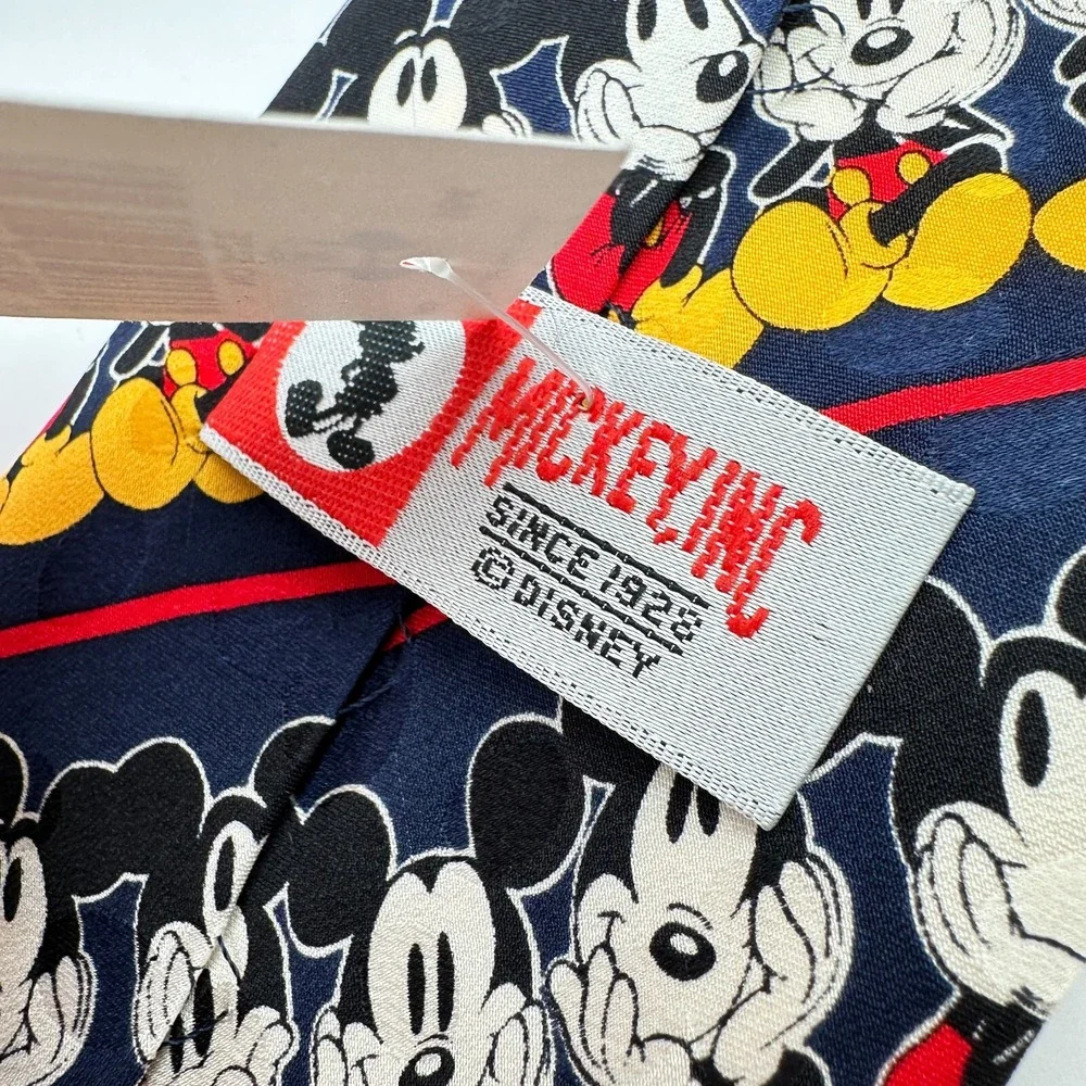 Vintage Mickey Inc. Mickey Mouse Necktie Mens Black Yellow Silk Classic Disney